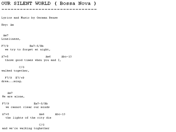 Nuestro Mundo Silencioso Our Silento World Bossa Nova Letra Acordes Para Guitarra Y Mp3