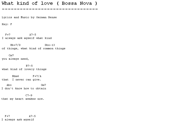 What Kind Of Love Bossa Nova Love And Fuzzy Logic Lyrics Guitar Chords And Video